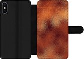 Bookcase Geschikt voor iPhone XS Max telefoonhoesje - Roest print - Abstract - Staalplaat - Met vakjes - Wallet case met magneetsluiting