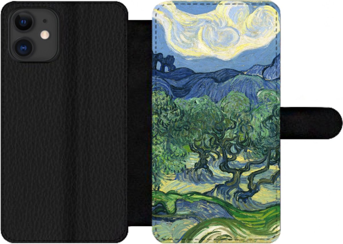 Telefoonhoesje Geschikt voor iPhone 12 Pro telefoonhoesje - De olijfbomen - Vincent van Gogh - Met vakjes - Wallet case met magneetsluiting