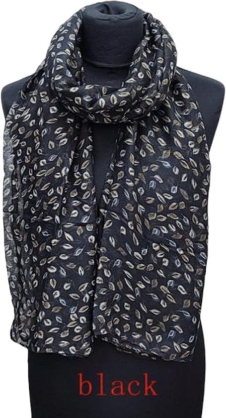 Sjaal met print MHL23-8 180/80cm zwart