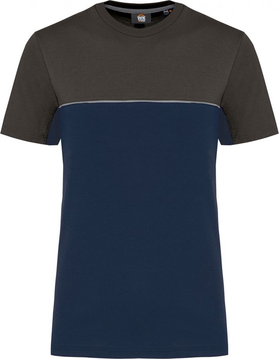 T-shirt Unisex 4XL WK. Designed To Work Ronde hals Korte mouw Navy / Dark Grey 60% Katoen, 40% Polyester