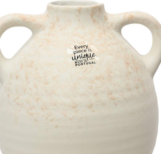 Decoris Vase modèle pichet - terre cuite - blanc - D17 x H17 - vintage