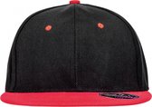 Bronx Original Flat Peak Snapback Dual Colour Cap - One Size, Zwart / Rood