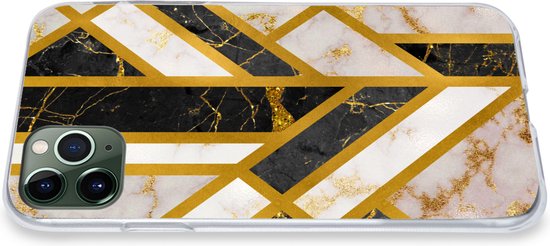 Coque iPhone 11 Pro - Marbre - Or - Glitter - Luxe - Siliconen