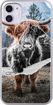 Geschikt voor iPhone 11 hoesje - Schotse hooglander - Koe -Dieren - Siliconen Telefoonhoesje