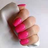SD Press on Nails - B123 - Plaknagels - Nagelset 20 Nagels - Neon Pink - Gellak - Nagellak - Korte Coffin Nageltips - Nepnagels met Lijm - Kunstnagels - Nail Art - Handmade - Valse nagels - Nagelvijl - Accessoires