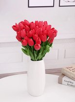 Real Touch Tulips - Rood - Real Touch Tulpen - Red - Tulpen - Kunstbloemen - Kunst Tulpen - Kunst Boeket - Tulp - 36 CM - Zijden Bloemen - Latex Bloem - Bruiloft - Voorjaar - Lente