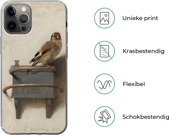 Coque iPhone 13 Pro - Chardonneret - Vieux Maître - Carel Fabritius - Coque de téléphone en Siliconen