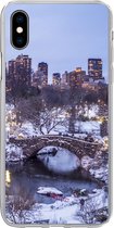 Geschikt voor iPhone Xs hoesje - New York - Central Park - Winter - Siliconen Telefoonhoesje