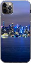 Geschikt voor iPhone 13 Pro Max hoesje - New York - Skyline - Nacht - Siliconen Telefoonhoesje