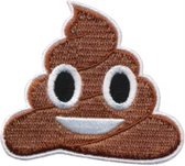 Patch - Strijkembleem - drol - emoji - 7,5 x 7cm - poep