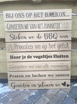 Creaties van Hier - Tuinbord - Wandbord Balkon - Muurdecoratie Buiten - Eikenhout - 60x50 cm - moederdag cadeautje