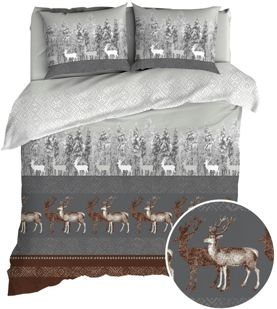 Romanette Rossignol - Flanel - Dekbedovertrek - Lits-jumeaux - 240x200/220 cm - Grijs