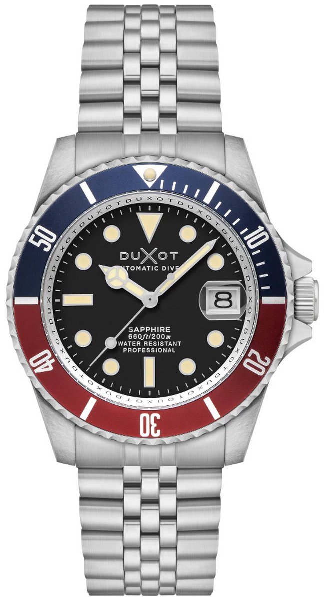 Weekenddeal! Duxot DX-2057-11 Onyx Black Atlantica Diver automatisch horloge