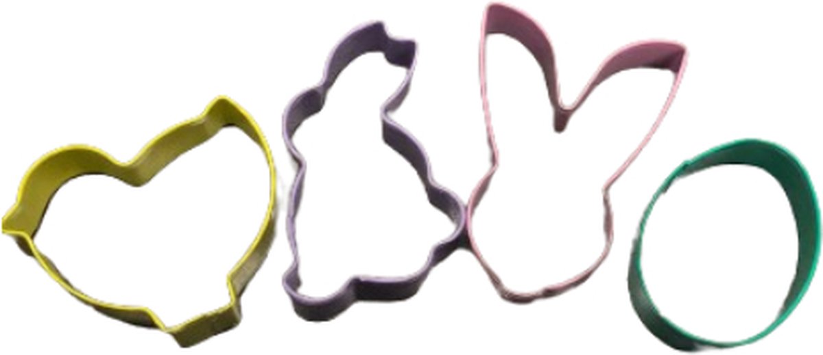 Koekjes Uitstekers - Pasen & Voorjaar - Multicolor - Set van 4 Paasuitstekers - Uitsteekvormpjes - Cookie Cutter