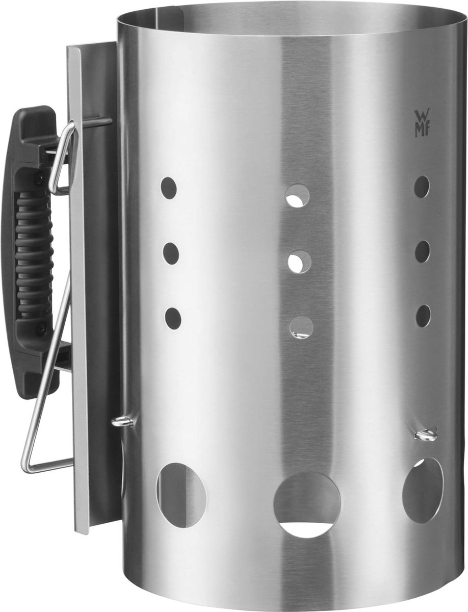 Barbecue-aanmaakhaard 29 x 17 x 27 cm voor houtskool of briketten roestvrij staal met handgreep en uitgiethulp - Vuurkolenaansteker Barbecue