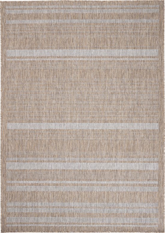 Tapiso Melissa Tapis Marron Grijs Intérieur Extérieur Cuisine Tapis à Poils Ras Taille - 120x170