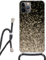 Hoesje met koord Geschikt voor iPhone 12 Pro Max - Glitters - Abstract - Design - Siliconen - Crossbody - Backcover met Koord - Telefoonhoesje met koord - Hoesje met touw