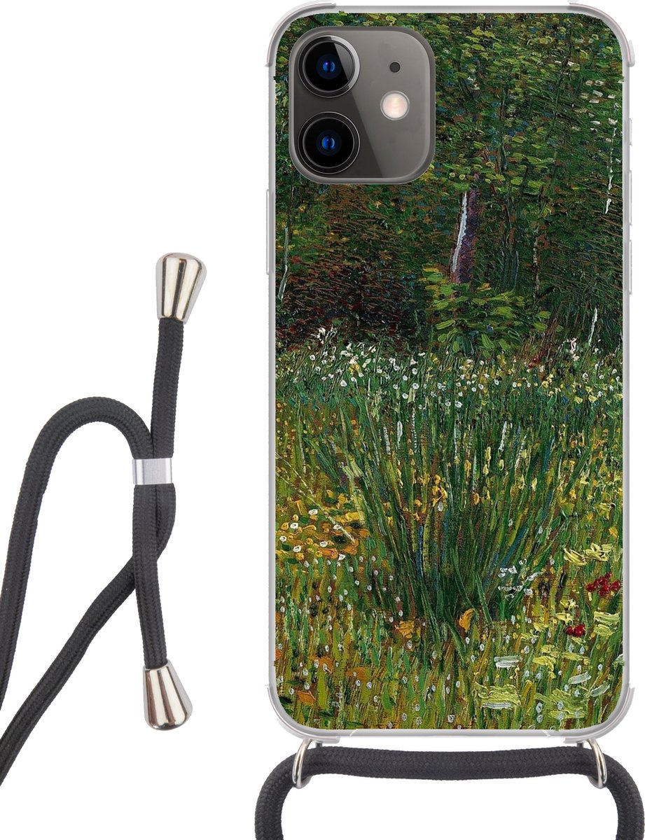 Telefoonhoesje Geschikt voor iPhone 12 - Asnières - Vincent van Gogh - Siliconen - Crossbody - Backcover met Koord - Telefoonhoesje met koord - Hoesje met touw Telefoonhoesje