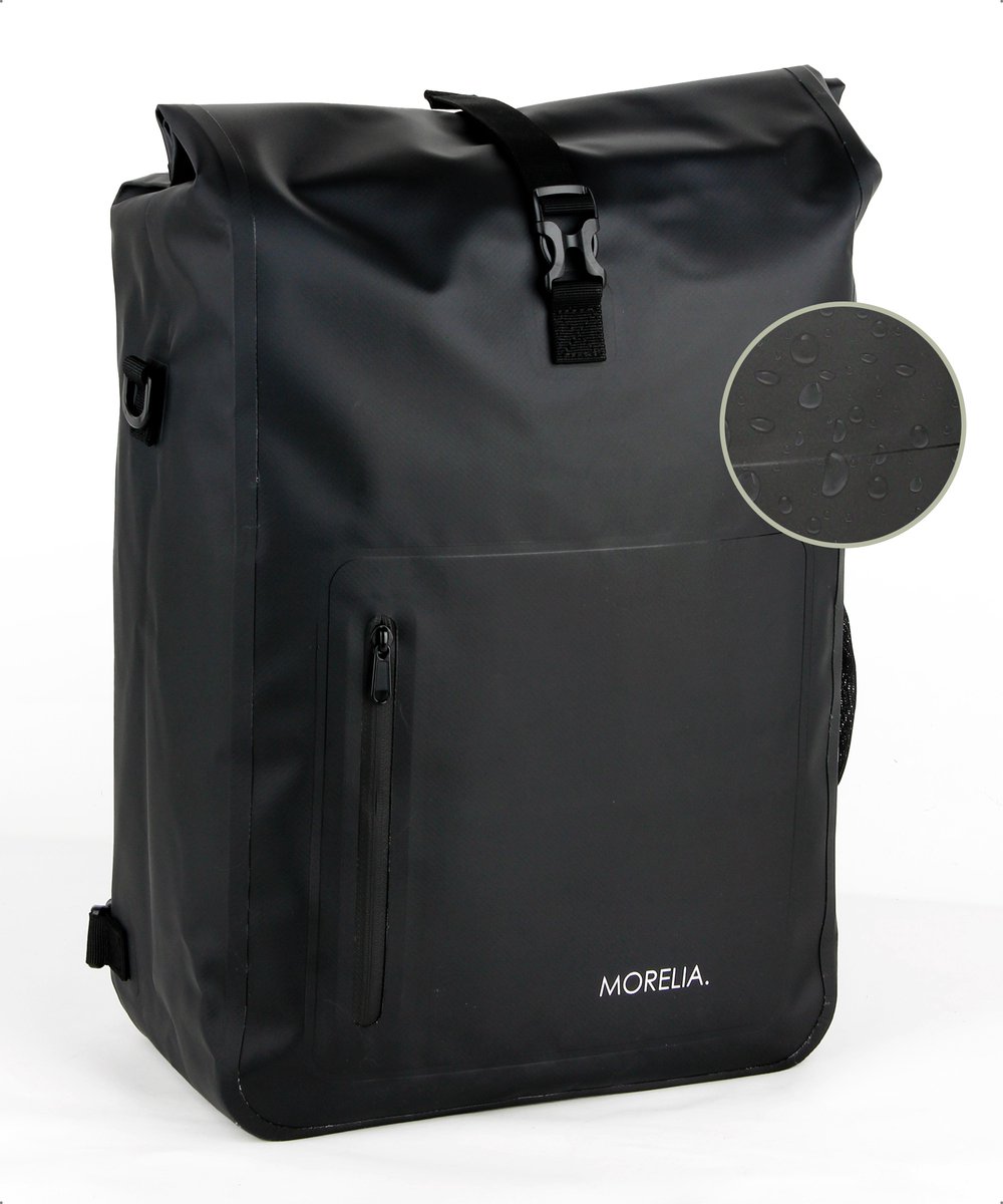 Morelia® 3 in 1 Fietstas - 100% Waterdicht - 28 Liter - fietstassen voor elektrische en standaard fietsen - Tarpaulin materiaal - Zwart