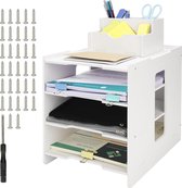 Belle Vous White 4-Tier Letter Tray Organiser - Office Desk Tidy File/Stationery Holder Rack - Document/Paper Filing Storage Shelves for Office, Desktop/Table, Home, Study or School