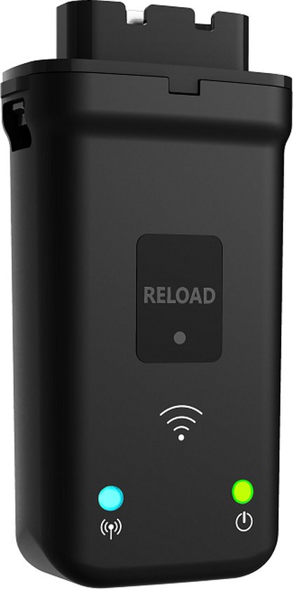 Zwarte GoodWe WIFI antenne met "RELOAD" en WIFI- en stroomindicatielampjes.