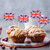 Cocktailprikker vlag Engeland 25 stuks, vlaggetjes prikkers, kaas prikker, hapjes prikkers, thema feest landen, thema feest Engeland