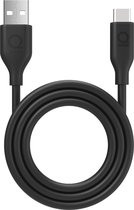 Qware - USB A to USB C - Kabel - Cable - Fast charge - Snel laden - 1 meter - Siliconen - Knoop vrij -Extra flexibel - Zwart