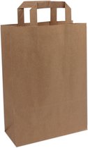 Papieren tasjes met platte handgreep, budget tassen bruin, 26x12x35cm (250 stuks)