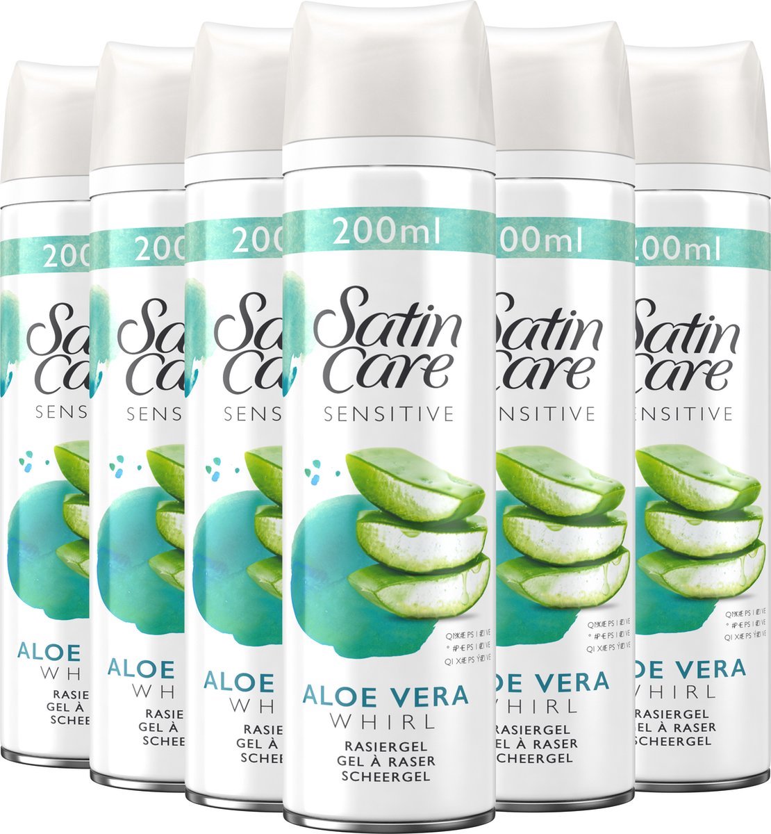 Satin Care - Scheergel - Sensitive - Met Aloe Vera - 200ml x 6