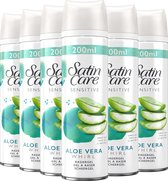 Gillette Satin Care Sensitive Shave Gel Aloe Vera Whirl - 6 x 200 ml