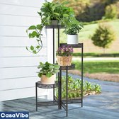 CasaVibe Support pour plantes - Table pour plantes - Support pour plantes / Support pour plantes - Escalier pour plantes - Convient pour l'intérieur et l'extérieur - Zwart - Métal