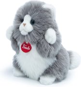 Trudi Fluffy Knuffel Kat Poes 22 cm - Hoge kwaliteit pluche knuffel - Knuffeldier voor jongens en meisjes - Grijs - 16x22x18 cm maat S