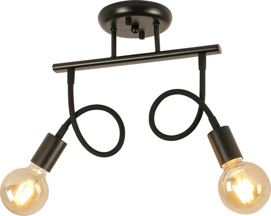 Delaveek-Industriële Vintage Kroonluchter - Transformeerbaar - Zwart - E27 Lamp (lamp niet inbegrepen)