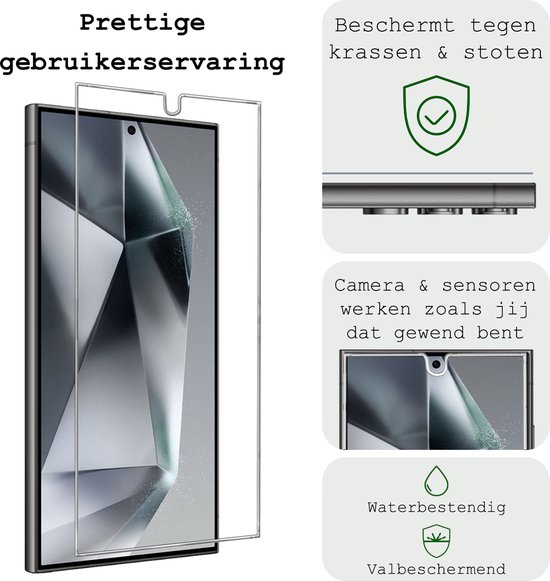 Hoesje Met Screenprotector - Geschikt voor Samsung Galaxy S24 Ultra - Sterk & Shockproof - Back Cover - Siliconen Case - Telefoon Hoes - Lichtroze