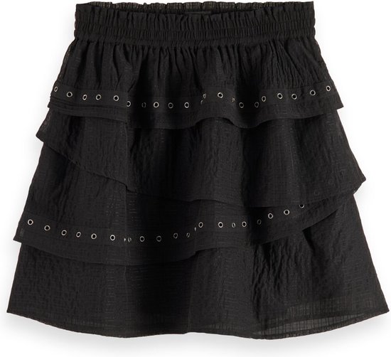 Scotch & Soda Layered high-rise mini skirt with eyelet detail Dames Broek - Maat L