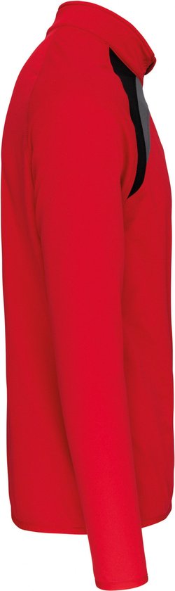 SportSweatshirt Unisex 3XL Proact 1/4-ritskraag Lange mouw Sporty red/Black/Storm grey 100% Polyester