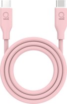 Qware - USB C to USB C - Kabel - Cable - Fast charge - Snel laden - 1 meter - Siliconen - Knoop vrij - Extra flexibel - Roze