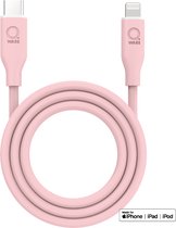 Qware - USB C to Lightning - Kabel - Cable - Fast charge - Snel laden - 1 meter - Siliconen - Knoop vrij - Extra flexibel - Roze