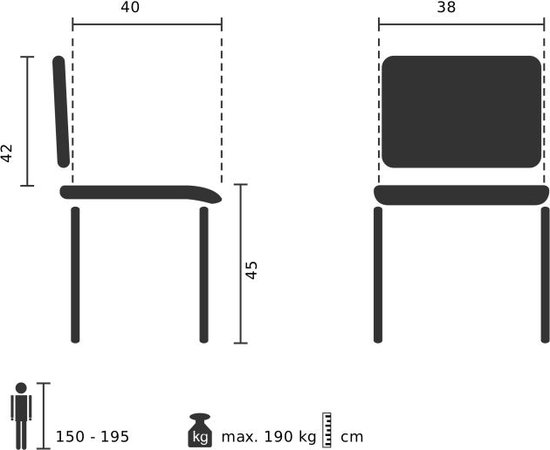TUDELA XXL B | Capacité de charge jusqu'à 190 kg - Chaise pliante Zwart