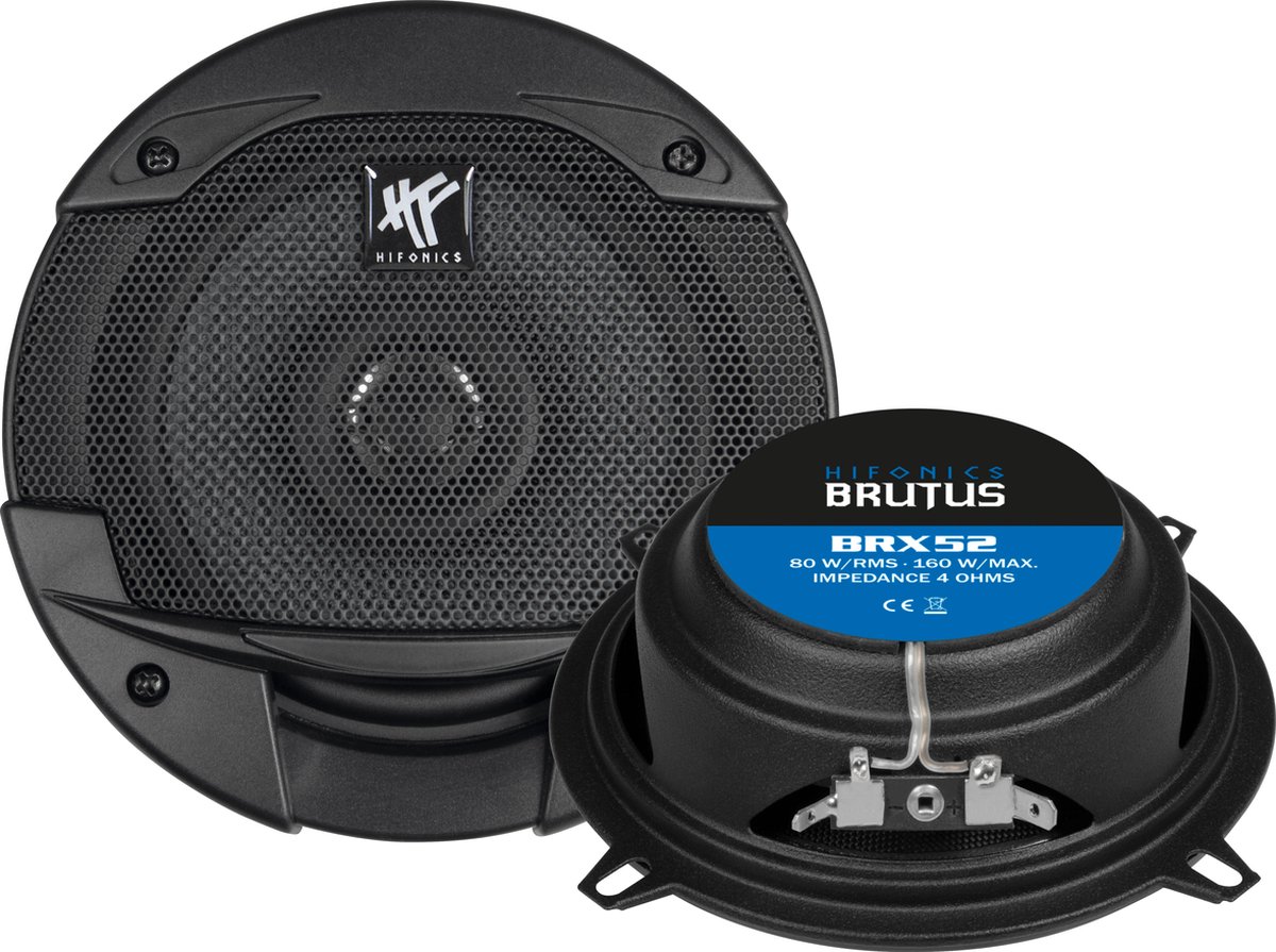 Hifonics BRX52 - Autospeaker - 13cm 2 weg coaxiale luidsprekers - 160 Watt - ondiepe shallow fit speakers