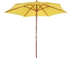 Parasol Florida, tuinparasol marktparasol, Ø 3m polyester/hout ~ geel