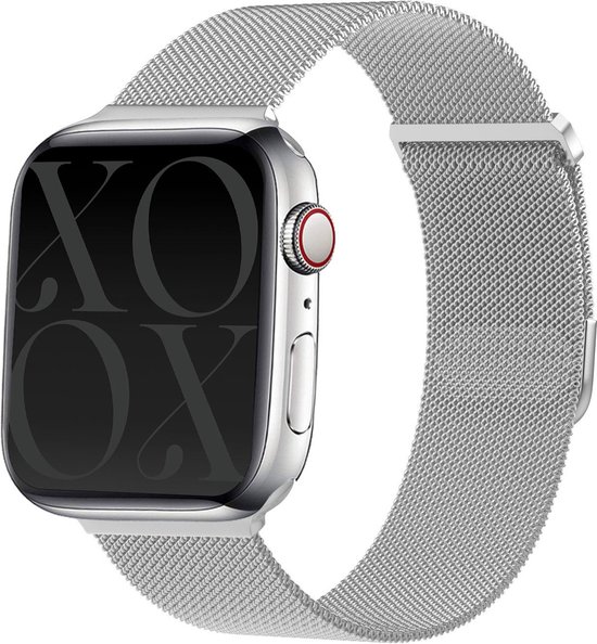 xoxo Wildhearts Luxe Milanese band - Geschikt voor Apple Watch bandje - Series 1/2/3/4/5/6/7/8/9/SE - Maat: 38 mm / 40 mm / 41 mm - RVS metalen bandje met magneet - Milanees iWatch bandje - Horlogeband - Zilver