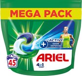 Dosettes de lessive Ariel 4en1 + Defense Active contre les odeurs - Touche d' Ambi Pur - 45 Capsules