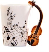 8 oz Creative Music Mug Violin Style Guitar Ceramic Mug Coffee Tea Milk Rod Cups with Handle Coffee Mugs Novelty Gifts (Violin)