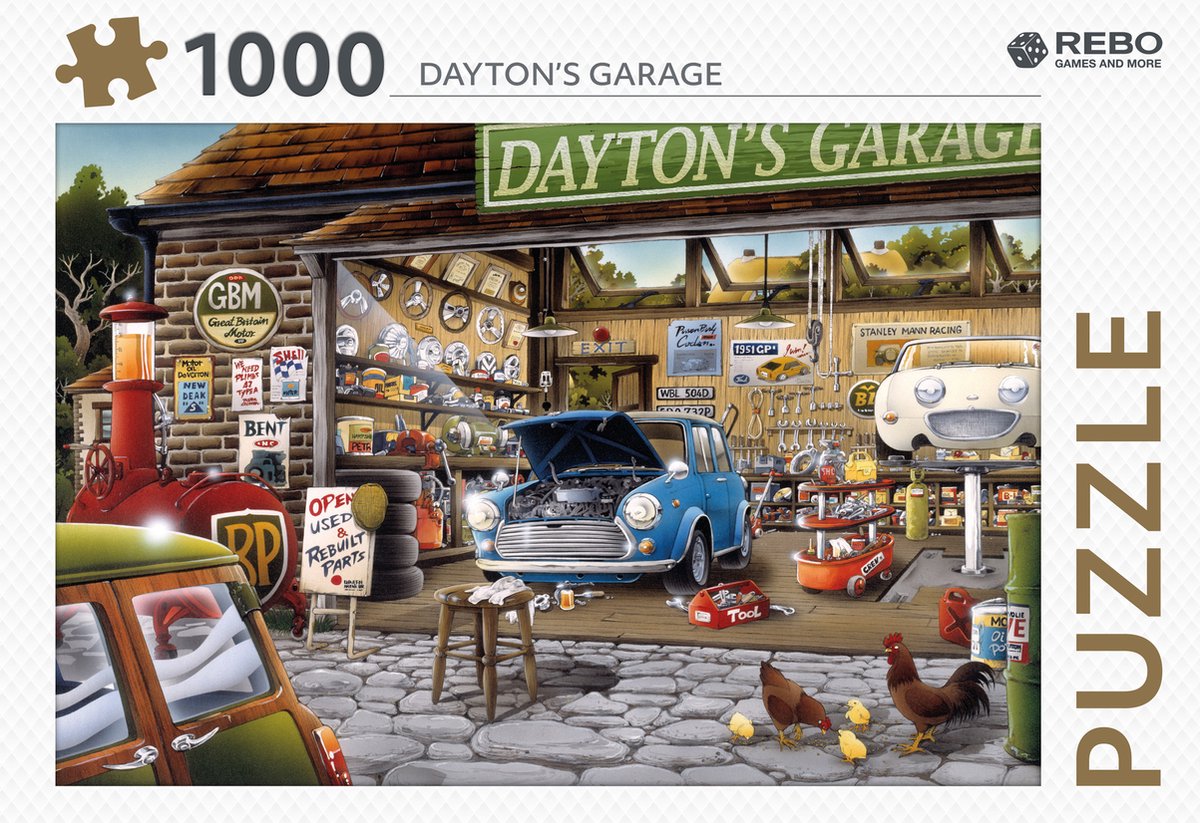 Rebo legpuzzel 1000 stukjes Daytons Garage - puzzel volwassenen.