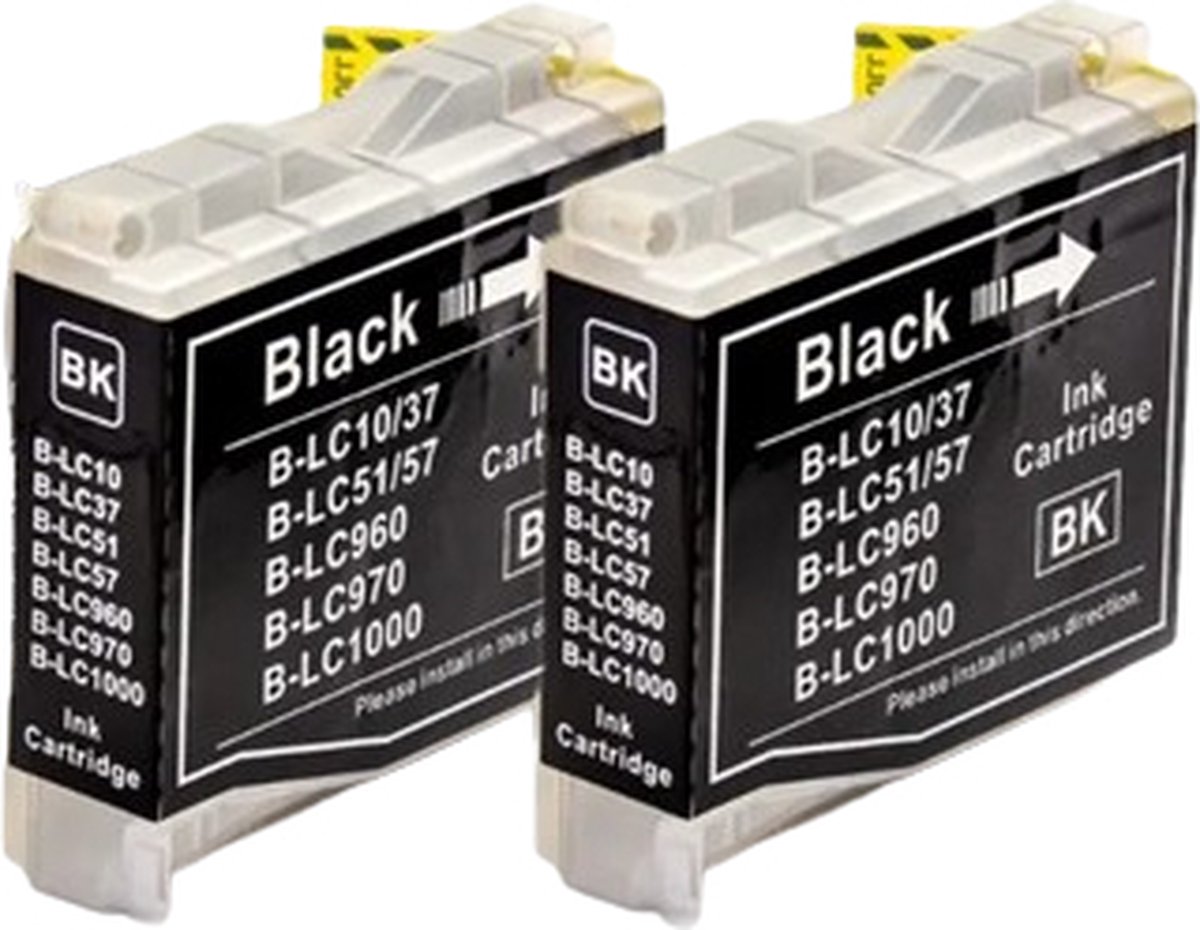 Inktcartridges Geschikt voor Brother LC-1000 XL | Multipack van 2x Zwart Geschikt voor Brother DCP-130C - DCP-330C - DCP-330CN - DCP-350C - DCP-350CJ - DCP-353C - DCP-357C - DCP-525C - DCP-525CJ - DCP-530CJ - DCP-535C - DCP-535CN - DCP-540CJ