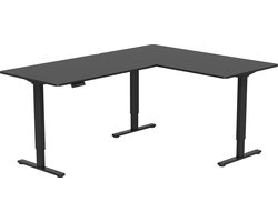 Vestland - Zit-sta Hoekbureau Elektrisch In Hoogte Verstelbaar - Conform ARBO-norm - Geheugenfunctie - 200 x 160 x 80CM - Dubbele Motor - Zwart