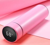 Thermos Water Bottle-High Quality Stainless Steel-Smart Waterproof LED Lid-500ml-Large Capacity Lithium Battery-ROZE