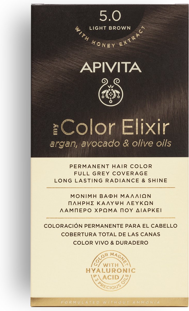 Apivita Haarverf Hair Colour Color Elixir Permanent Hair Color 5.0 Light Brown