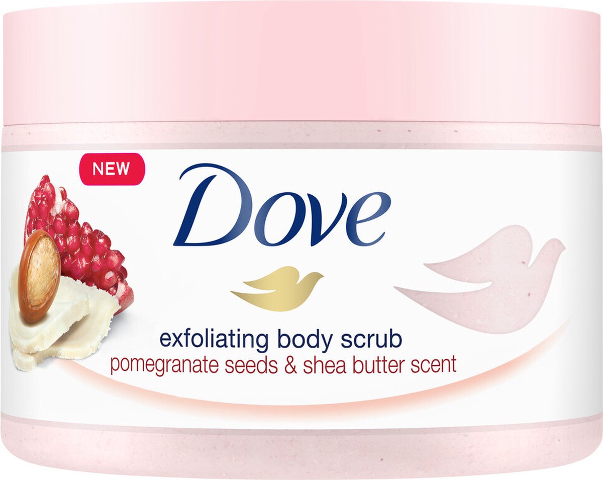 4x Dove Body Scrub Pomegranate Shea butter 225 ml bol